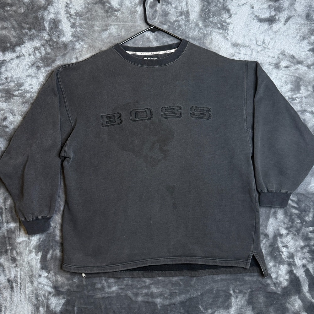 Vintage y2k Boss Long Sleeve Black Pullover Sweater Size X-Large